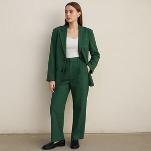 The Frankie Shop Bea Blazer Pants‎ Suit Set Womens XS Green Minimalist Modern